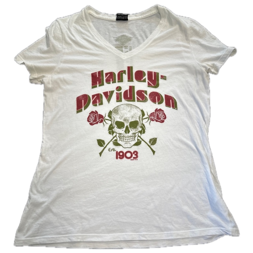 Harley-Davidson Women's V-neck Short Sleeve Top Small -INDY WEST